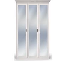 Шкаф 3-х дверный зеркальный Неаполь Ясень анкор светлый (патина "серебро")