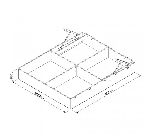 Ящик с подъемным механизмом МН-038-02 С2 темный (160 см)